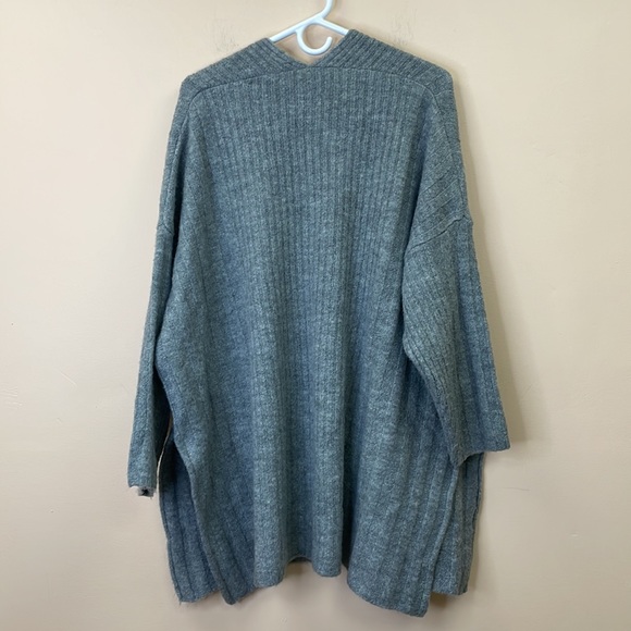 NWOT Topshop Open Oversized Ribbed Cardigan Pockets Boho Stretch Gray Small - Picture 8 of 12